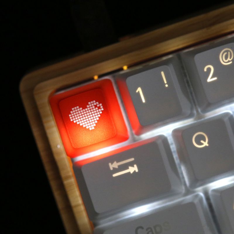 Btsg ABS for Key Button Red Love Heart Backlit ENTER/ESC KeyCap Untuk Keybo Mekanik