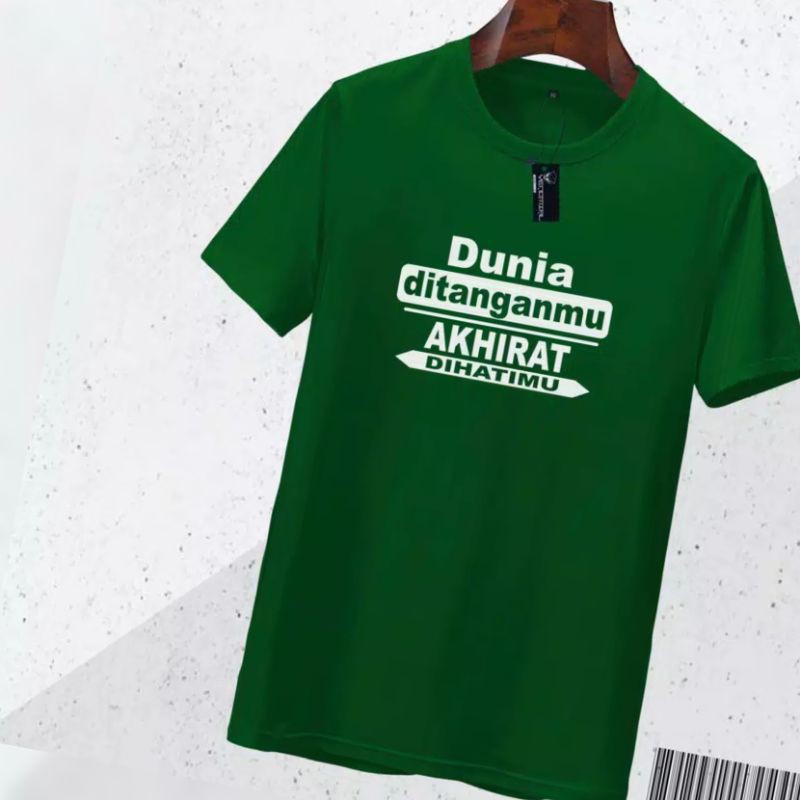 Kaos Muslim DUNIA Di Tangan AKHIRAT Di Hati. Kaos Dakwah. Kaos Pria / Baju Distro Pria. Kaos cutting