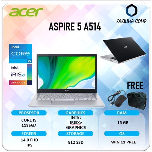 Laptop Bisnis ACER Aspire 5 Intel Core i5 Ram 16GB 14.0 Slim Bezel