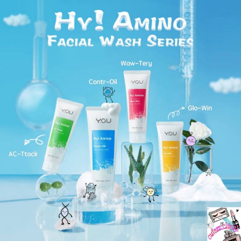 ☃️Cutezz_Ching1☃️You Hy! Amino Facial Wash 50g/100g♡Brightening♡Hydrating♡Oil Contol♡Anti Acne♡Bye-Byeteria♡