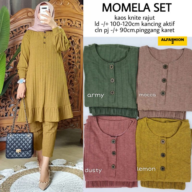 SETELAN TUNIK KAOS KNITE RAJUT MOMELA SET BY ALFASHION