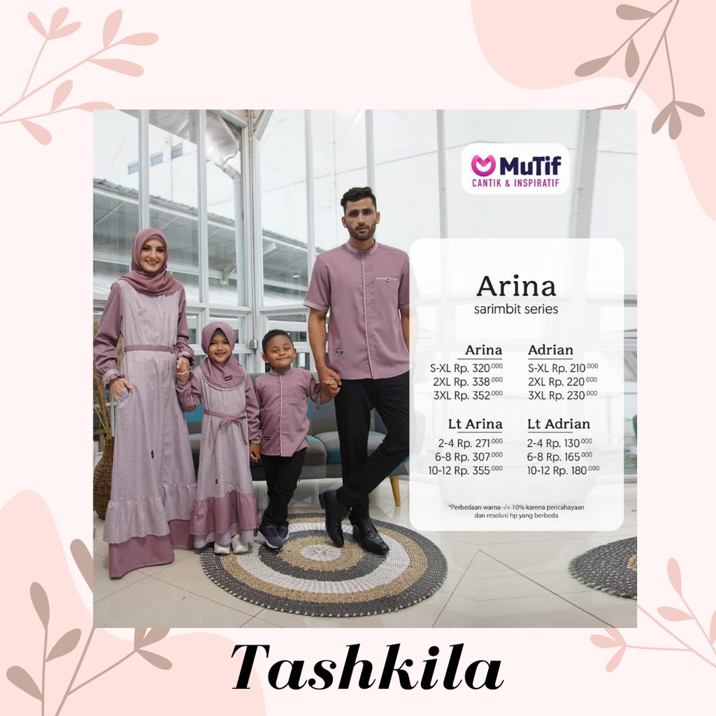 ( Sarimbit Mutif Arina Purple ) Gamis Dewasa Mutif Arina Koko Adrian Little Arina Little Adrian