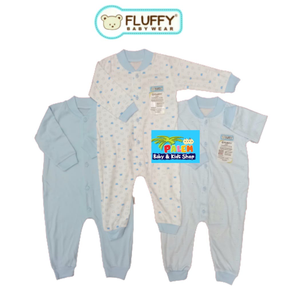 3 Pcs Jumper Panjang Fluffy Sleepsuit Bayi Baju Kodok Buka Kaki S,M,L