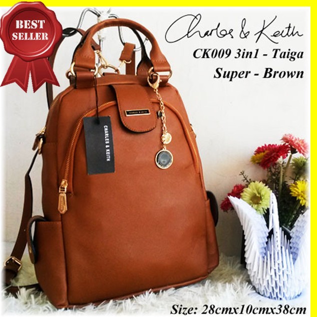 TERLARIS  Tas Charles N Keith Ck009 3In1 Super Brown I Tas Import Murah Terbaru