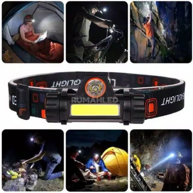 Senter Kepala Cas Magnet LED COB Rechargeable / headlamp sorot