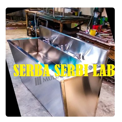 Wastafel Cuci tangan / Wastafel Stainless Steel Pencuci tangan 3 Keran WCT001