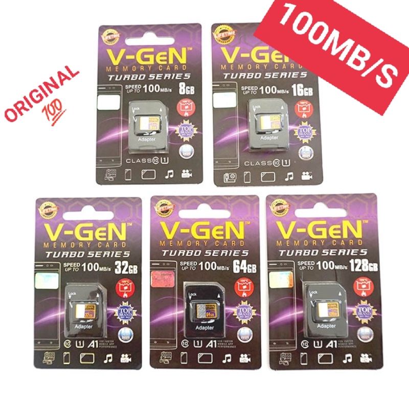 Memory Vgen Class 10 100mbps Turbo Series 8GB 16GB 32GB 64GB 128GB