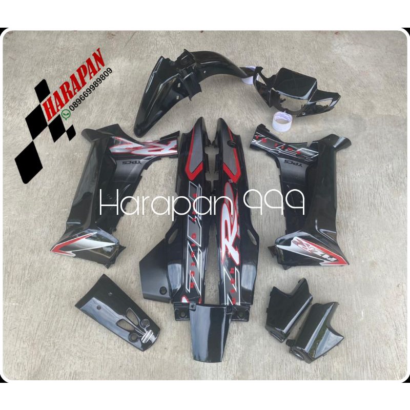 Cover body halus fiz r fiz r Vega lama warna hitam full sett plus striping full clucth