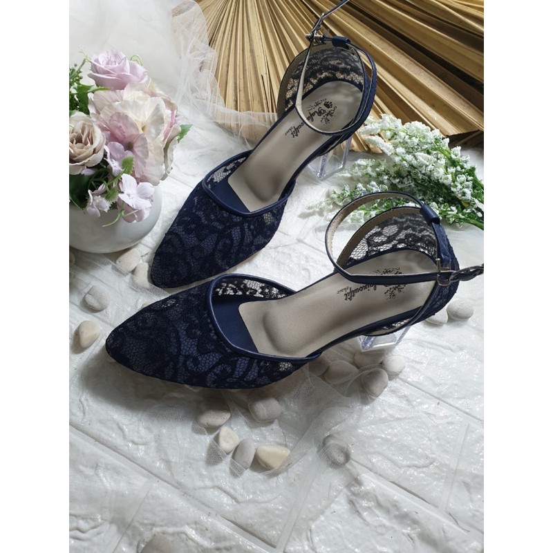 sepatu nataly navy sepatu wanita cantik 7cm