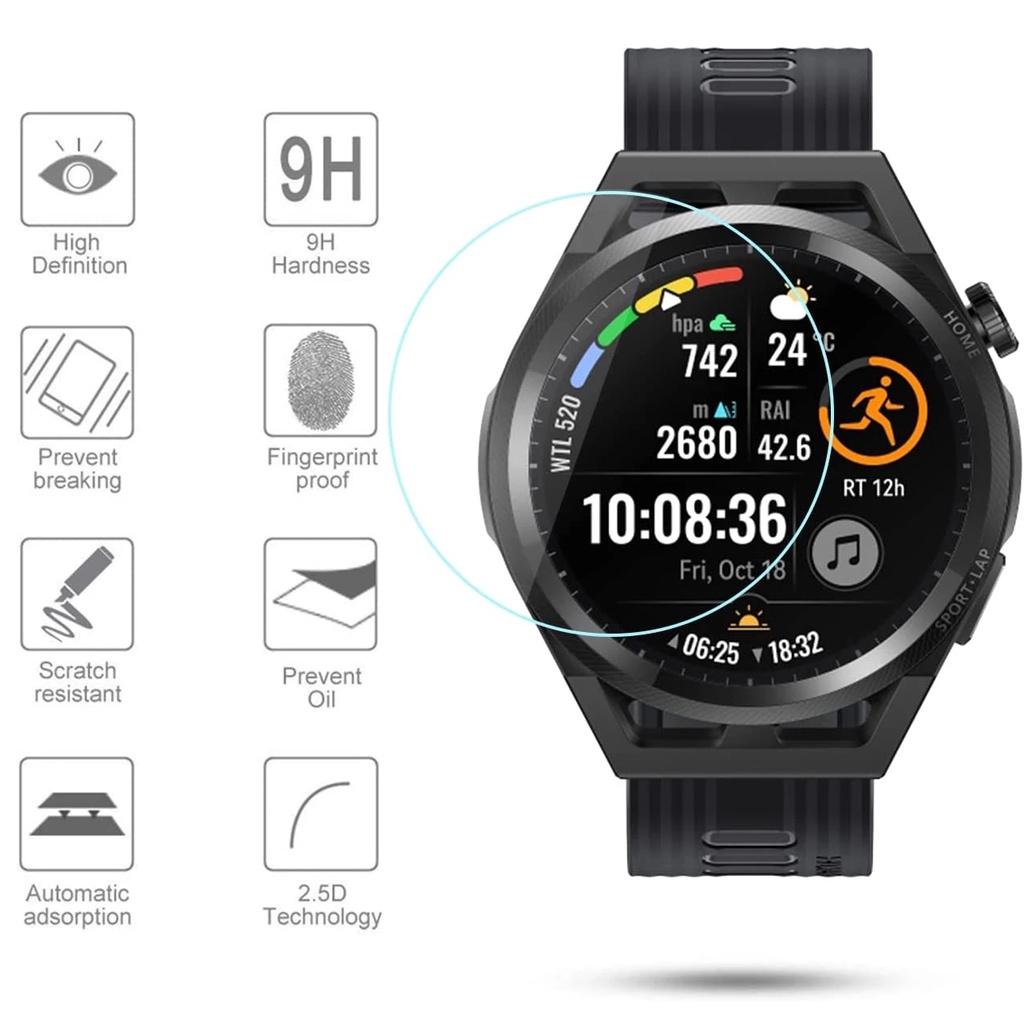 1pc Pelindung Layar Tempered Glass HD 9H Anti Gores Untuk Smartwatch Huawei GT3 Pro 46mm