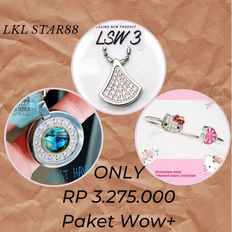 Paket LSW 3 BioPendant Carbon + Pendant LSW Shell2 + Bangle Hello Kitty ORIGINAL MCI