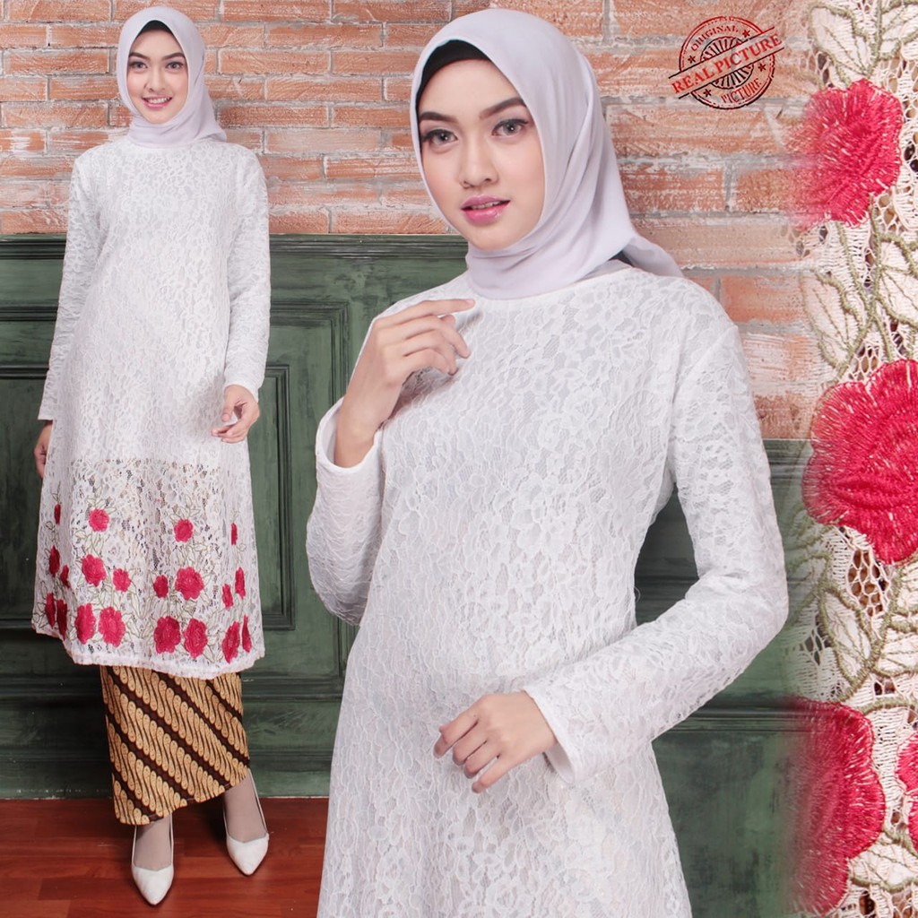 HOPYLOVY - Setelan Kebaya Wanita bahan Brukat Premium Nuraini Gliter