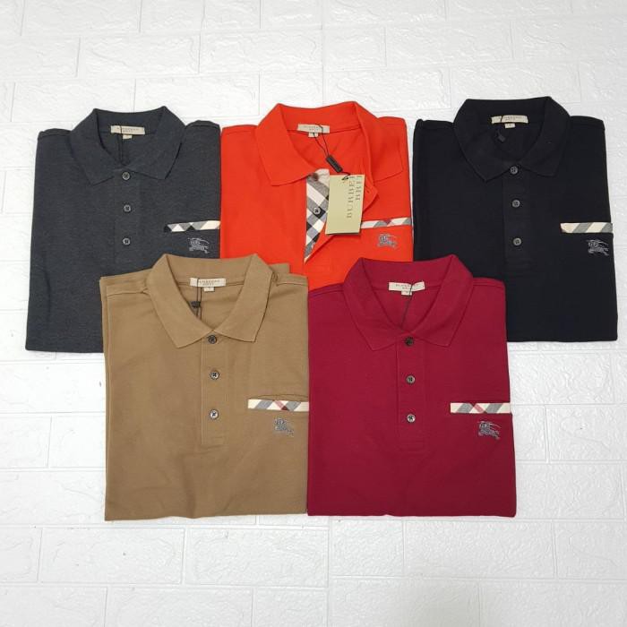 Kaos Polo Shirt Burberry Kantong List Original Fo