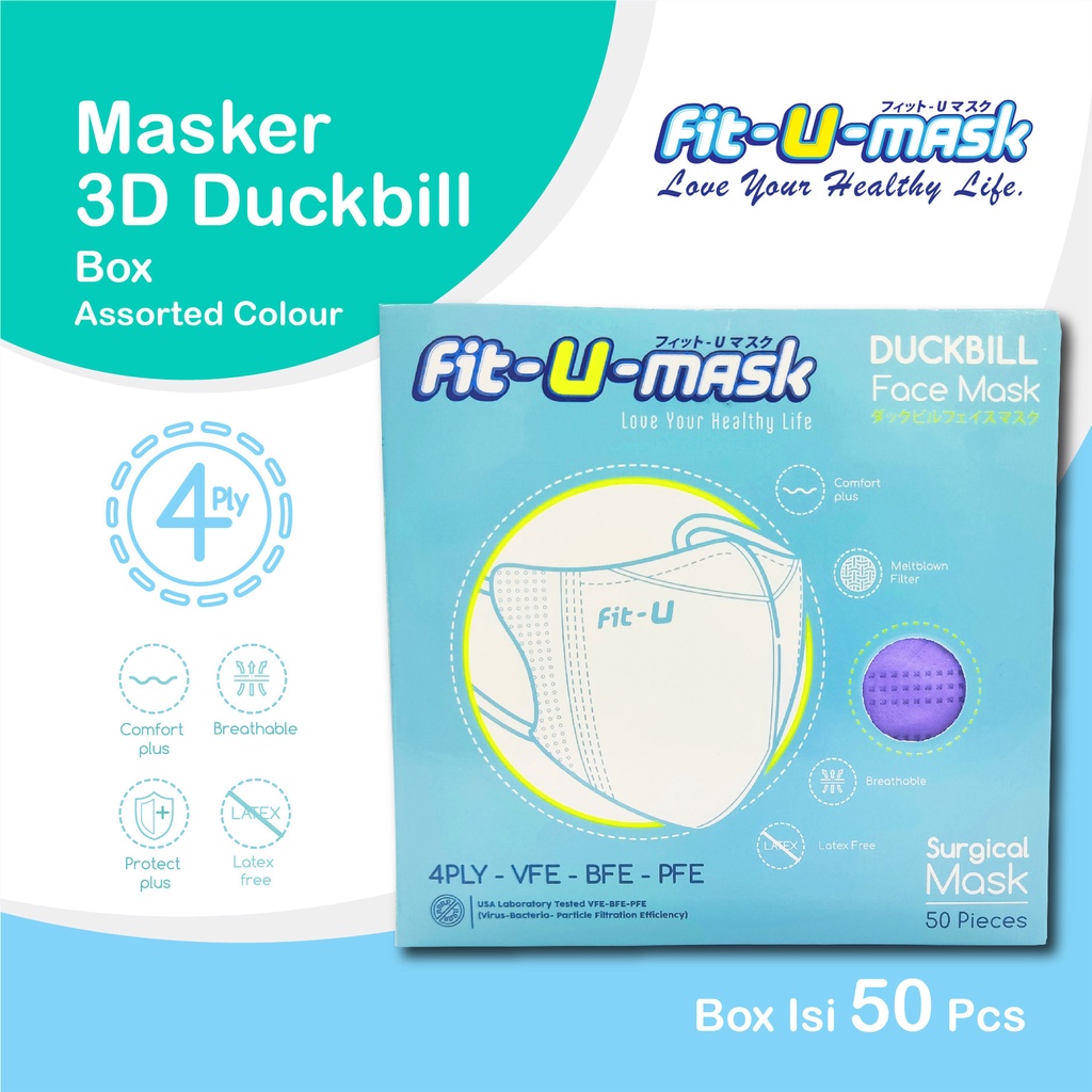 Fit-U Mask Duckbill Box 4Ply isi 50Pcs