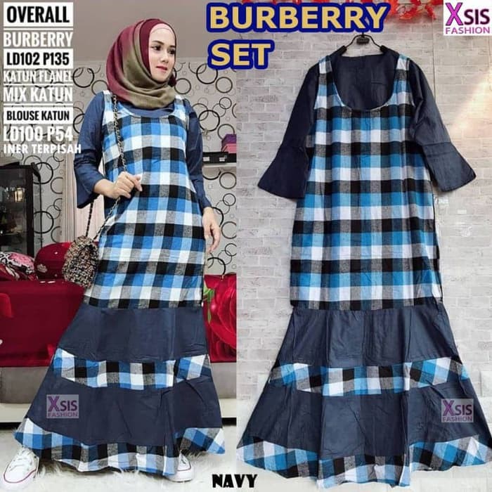 TRENDY Pakaian wanita muslim syari setelan ramadhan lebaran gamis burberry set muslim modern modis l