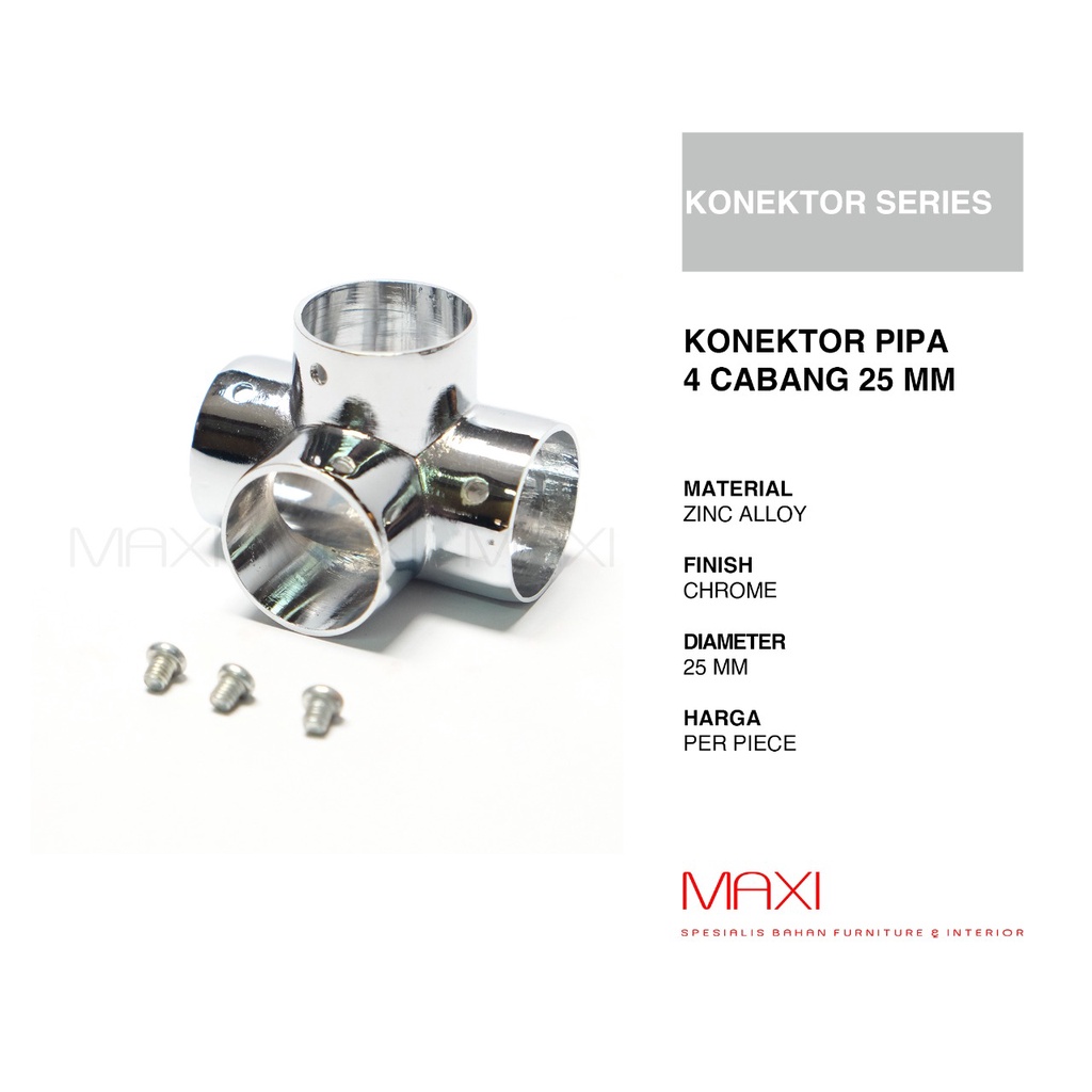 Braket Pipa Konektor K (4 Titik) Pipa Bulat 1 Inch (25 mm)