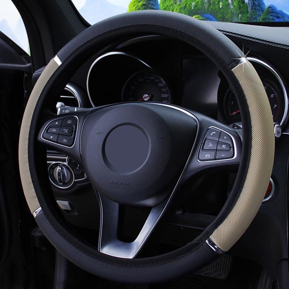 Anti Slip Auto Dekorasi PU Leather Steering Covers Car-styling Universal Penutup Kemudi Mobil Diameter 37-38cm