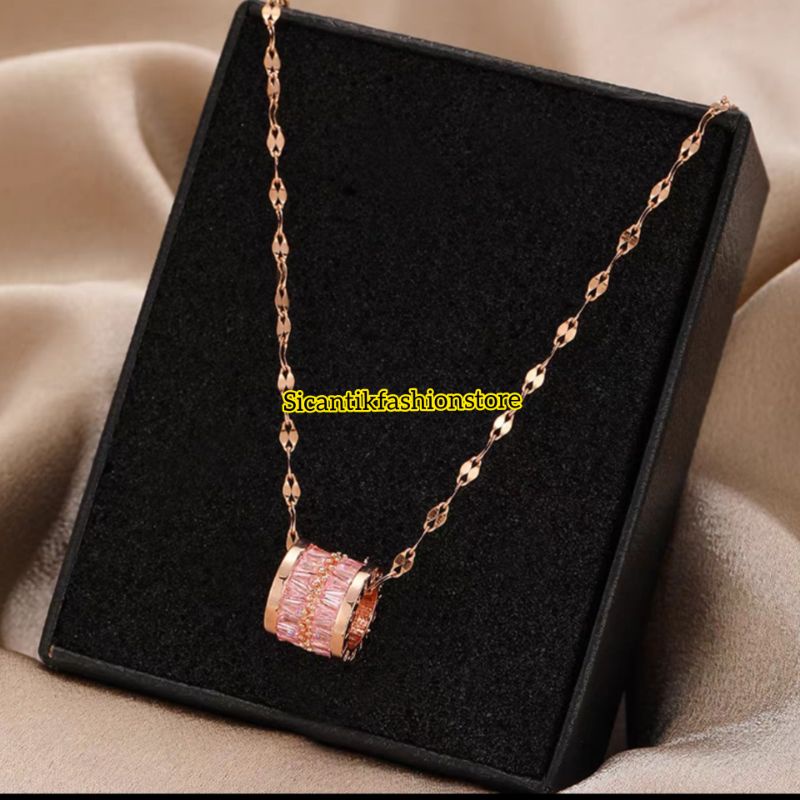 Kalung Titanium Liontin Ring Rose Gold Anti Karat selamanya Kalung Wanita Kekinian Terbaru Terlaris Mewah Fashion Wanita