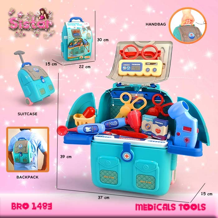 MURAH BRO1483 Dokter Dokteran Doctor Train Koper Tas Medical Peralatan Perlengkapan Medis Make Up MakeUp Dandan Merias Rias Alat Perlengkapan Pertukangan Pretend Play Sets Mainan Anak Permainan Edukasi Montessori