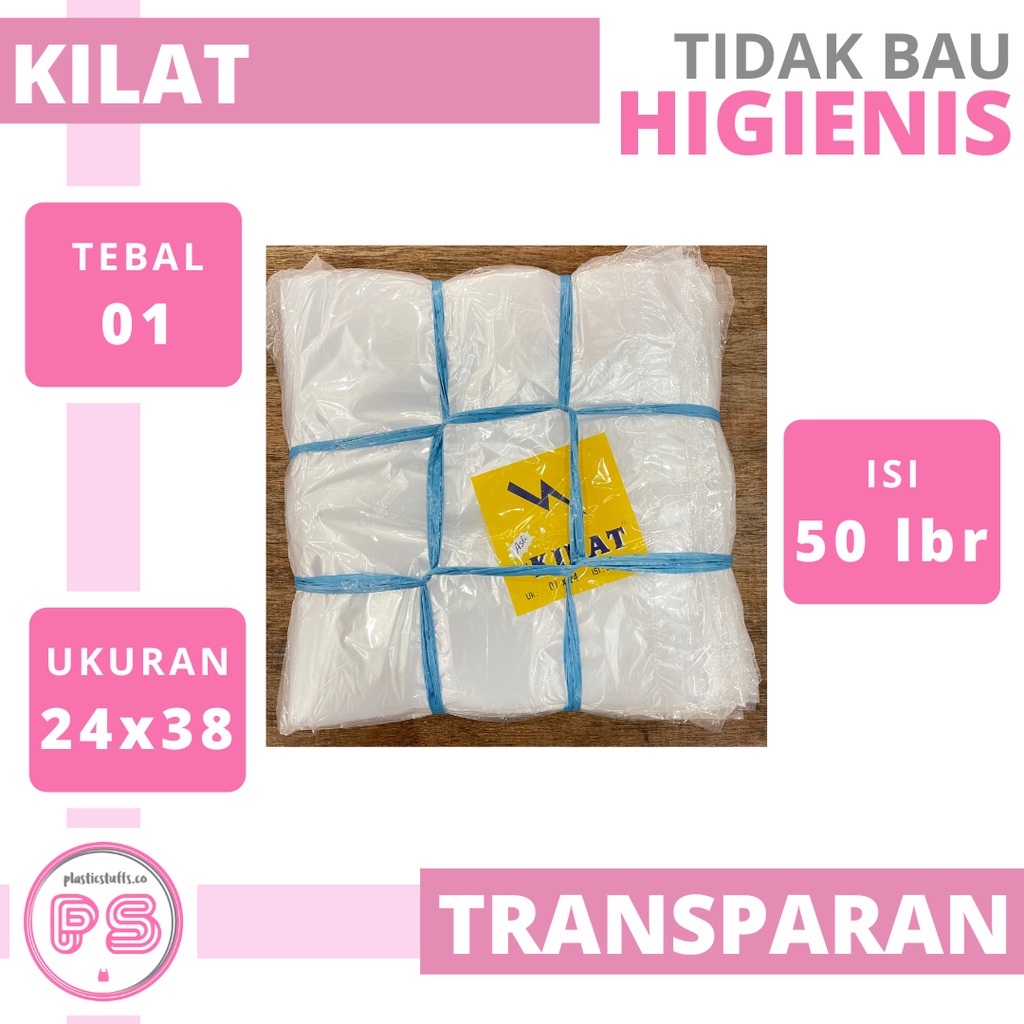 Kantong Plastik Kresek KILAT 01 x 24 x 38 Bening Transparan