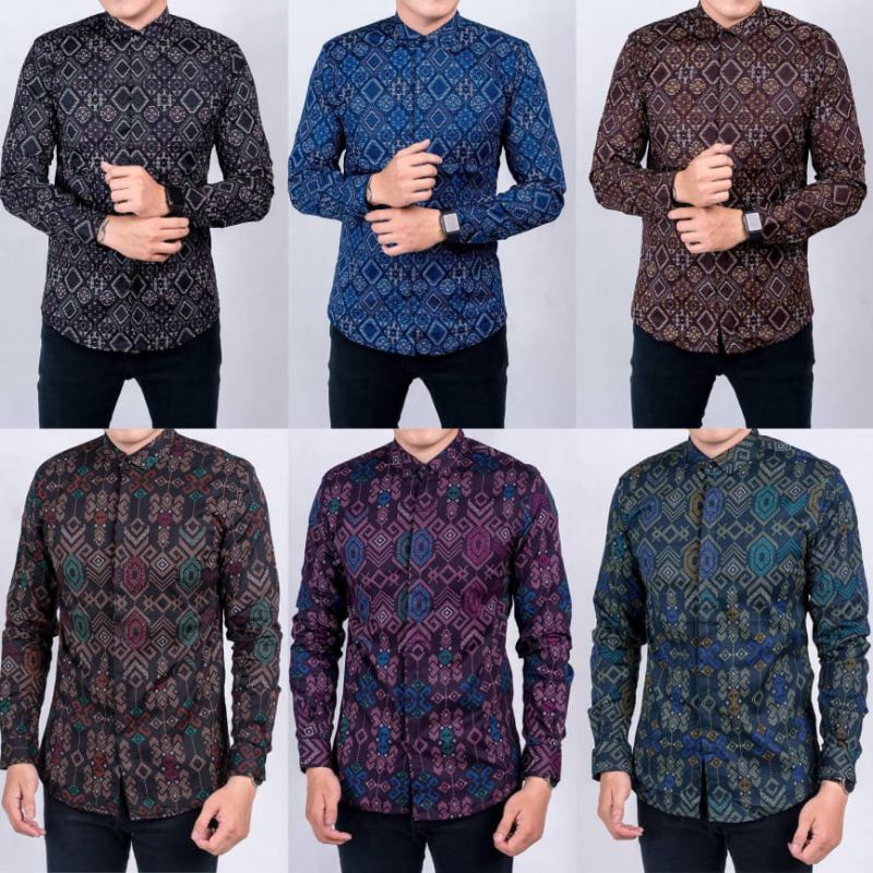 Baju Kemeja Batik Pria Lengan Panjang motif Songket