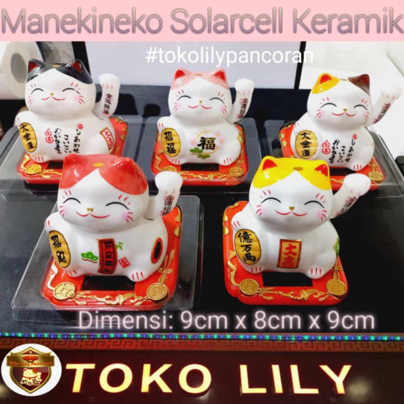 Manekineko Lucky cat Fortune Cat Keramik Solarcell