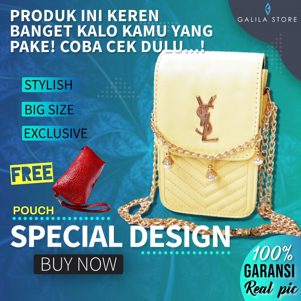 Tas Selempang Phone Bag Atau Crossbody Bag YSL Hp Handphone Untuk Jalan Wanita Rantai Premium Mewah