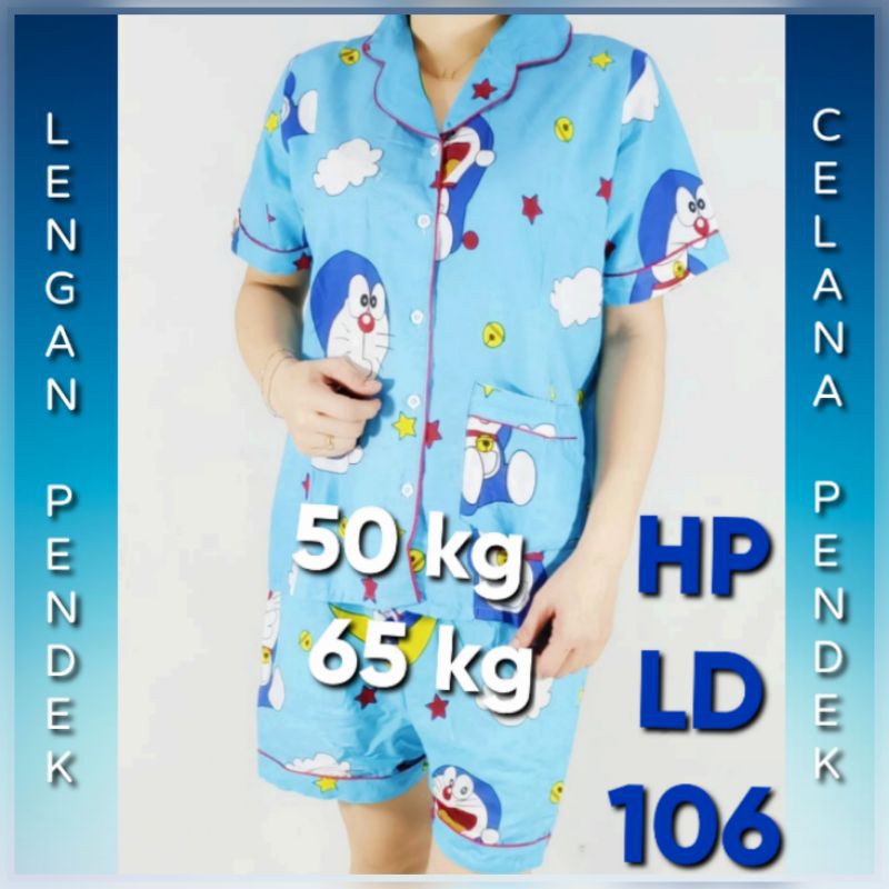 Baju Tidur Couple KUCING robot Lonceng Biru / Piyama katun karakter / Anak Cowok Cewek