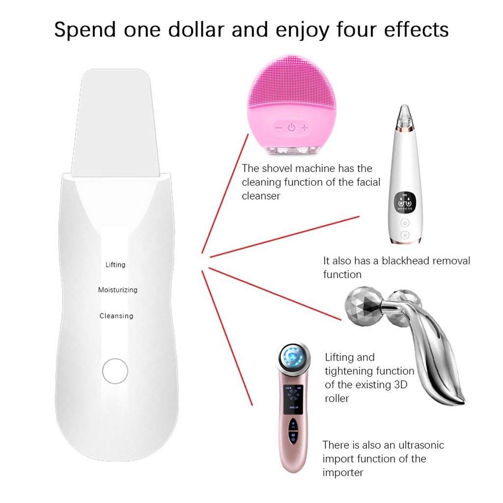 3 in 1 Ready Ultrasonic Peeling Blackhead Removal ultrasonic komedo dead skin wrinkle peeling