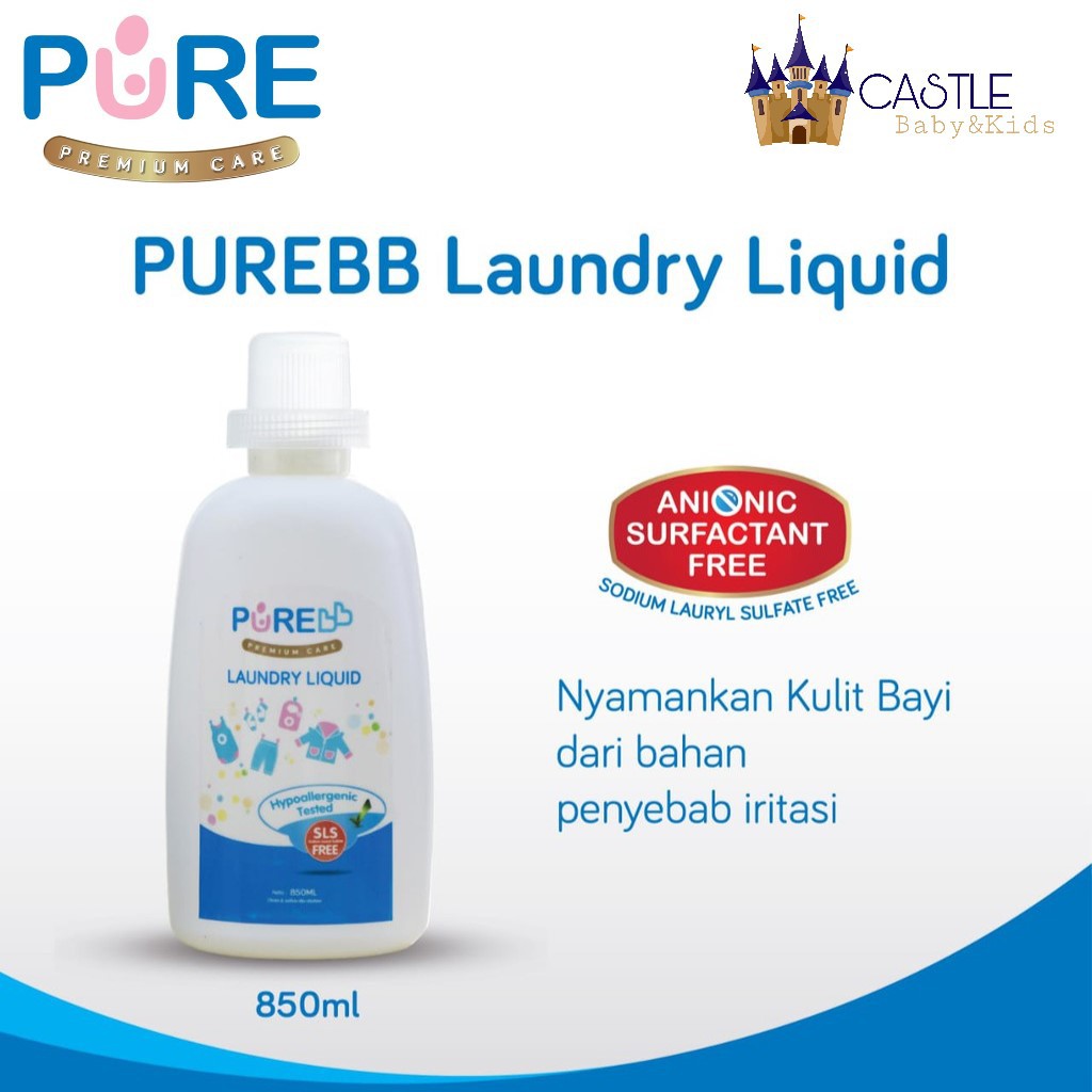 Castle - PureBB Liquid Laundry 850ml - PureBaby Detergen Baju