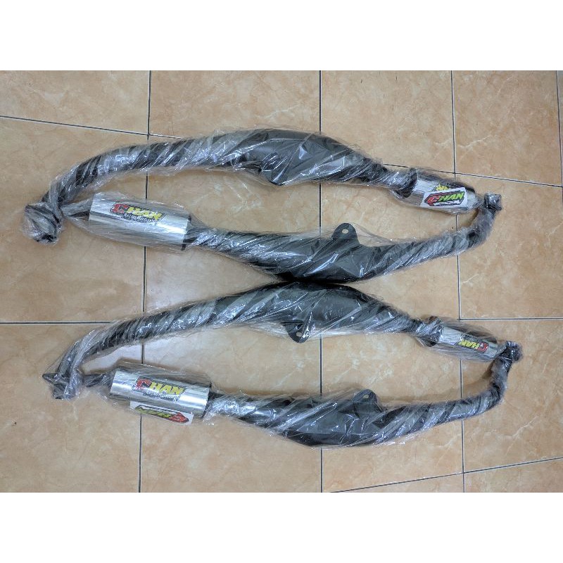 Knalpot standar racing fizr f1zr force1 gembung perut hitam by Chan Racing Muffler