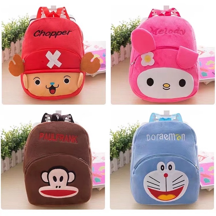 Tas Ransel Mini Backpack Anak Tas Punggung Anak Sekolah TK Motif Kartun Bludru Balita Boneka Azgalery T76-BESAR