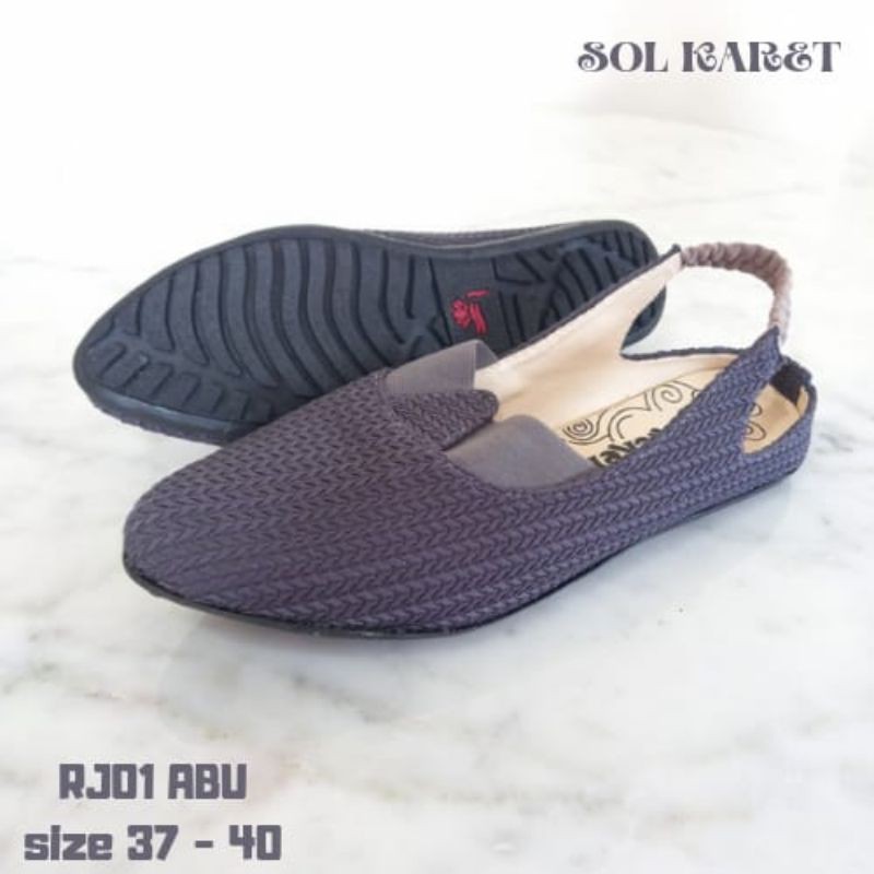 SEPATU FLAT RAJUT KARET BELAKANG SOL KARET ANTI LICIN | TERLARIS