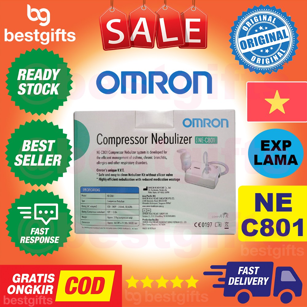 OMRON COMPRESSOR NEBULIZER NE C801 KOMPRESOR KIT ALAT INHALASI PERNAPASAN NEBULASI ANAK ANAK DEWASA