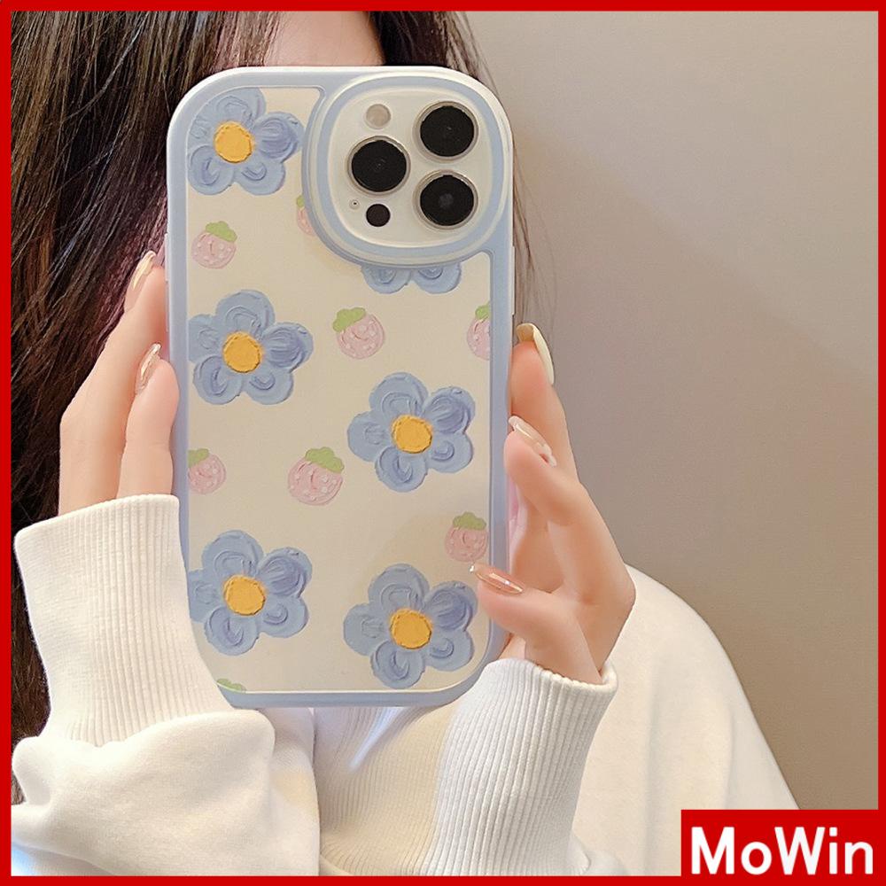 iPhone Case Silicone Soft Case Clear Case Thickened Airbag Shockproof Camera Full Coverage Protection Blue Flowers Cute For iPhone 13 Pro Max iPhone 12 Pro Max iPhone 11 7 Plus