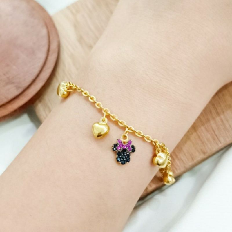 Gelang Wanita Bangle Tali Rantaii Korea Hati Gold Perhiasan Emas asli
