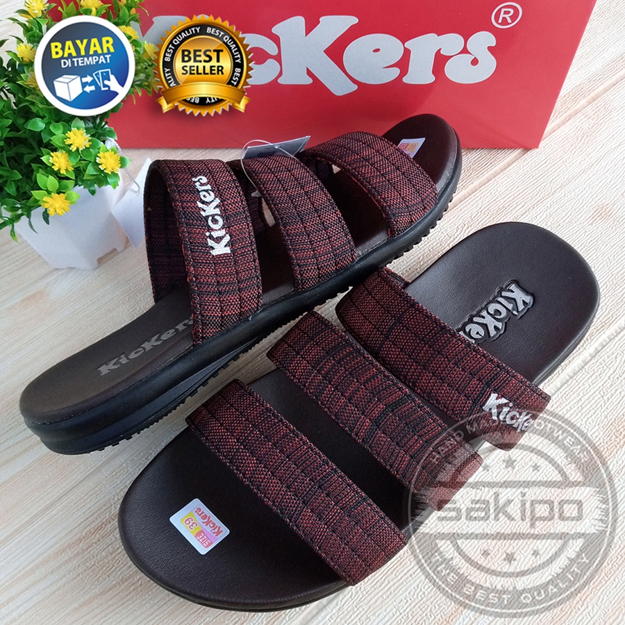 PROMO 8.8 SHOPEE MALL GREAT SALE MURAH LEBAY !! SANDAL PRIA DEWASA KICKERS SLOP BISBAN LURUS MARUN / SANDAL RINGAN TERMURAH / SAKIPO