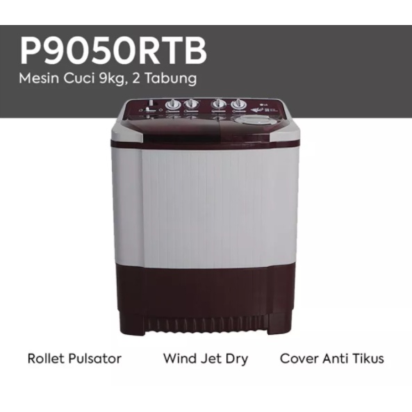 LG Mesin Cuci Twin Tub 9 KG - P9050RTB