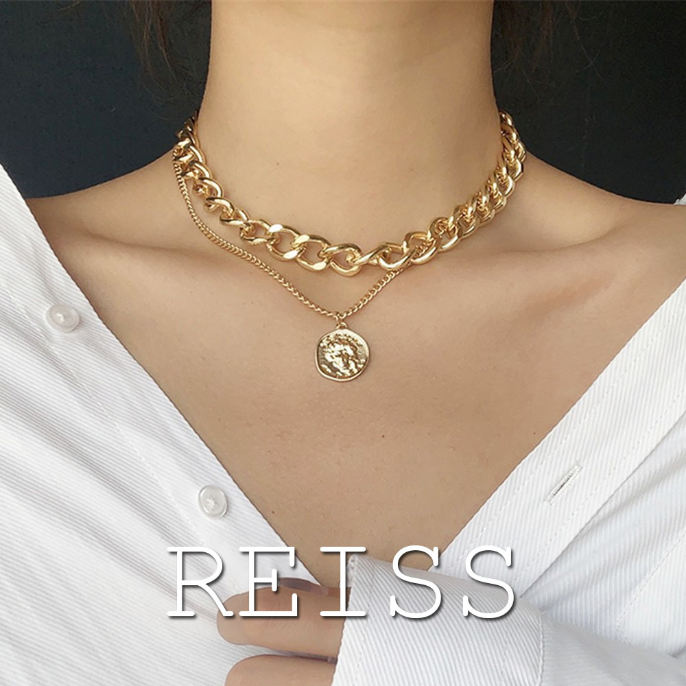 Retro Potret Berlebihan Ganda Tebal Rantai Kalung Hip Hop Pendek Klavikula Choker Wanita Wanita