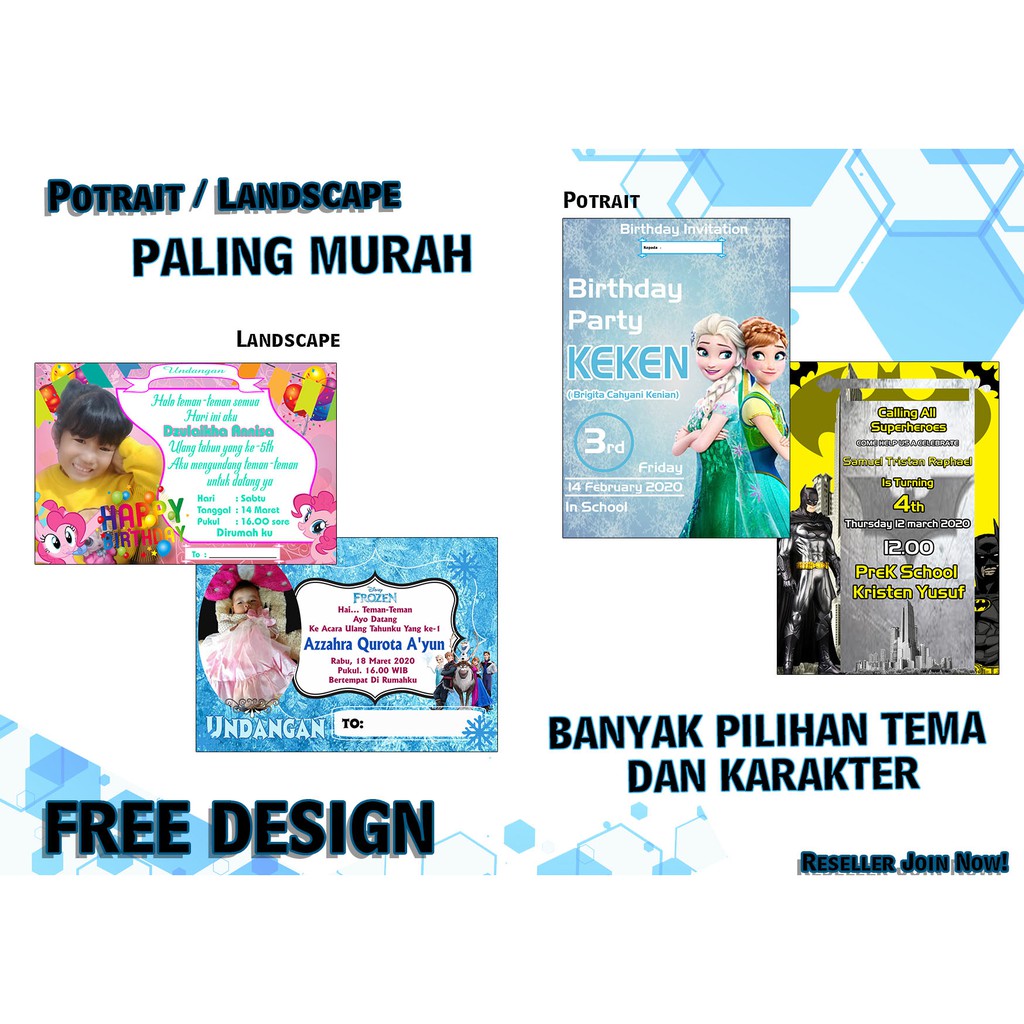 (Free Bonus) Cetak Undangan Ulang Tahun Free Design Murah