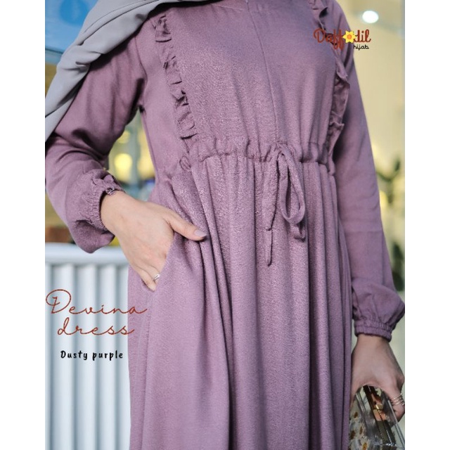 GAMIS SERUT POLOS BAHAN RAYON MORENA ADEM EMPUK LEMBUT - DEVINA DRESS-Dusty purple
