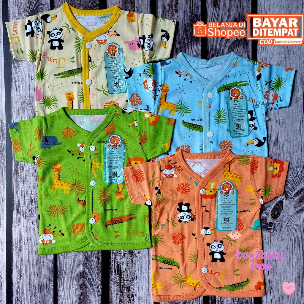 Baju bayi piyama pendek print warna Samleo Baby 0-9 Bulan isi 4 Baju