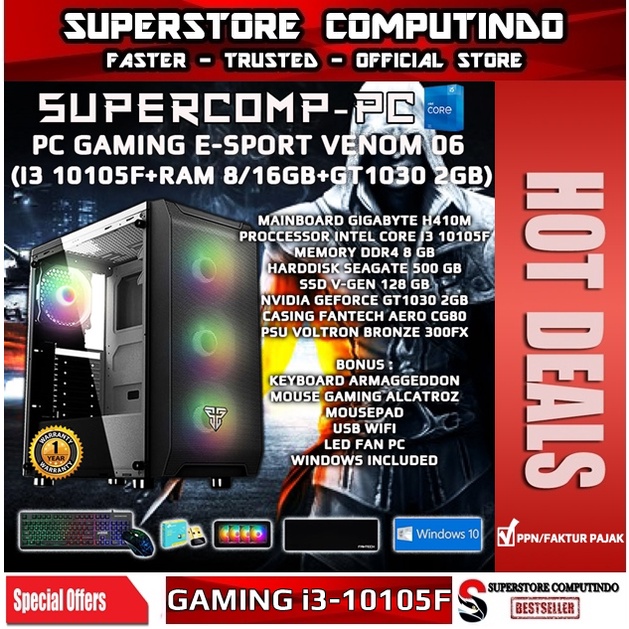 PC Rakitan Gaming E-Sport Core i3 10105F - RAM 8/16GB-VENOM 06 Series