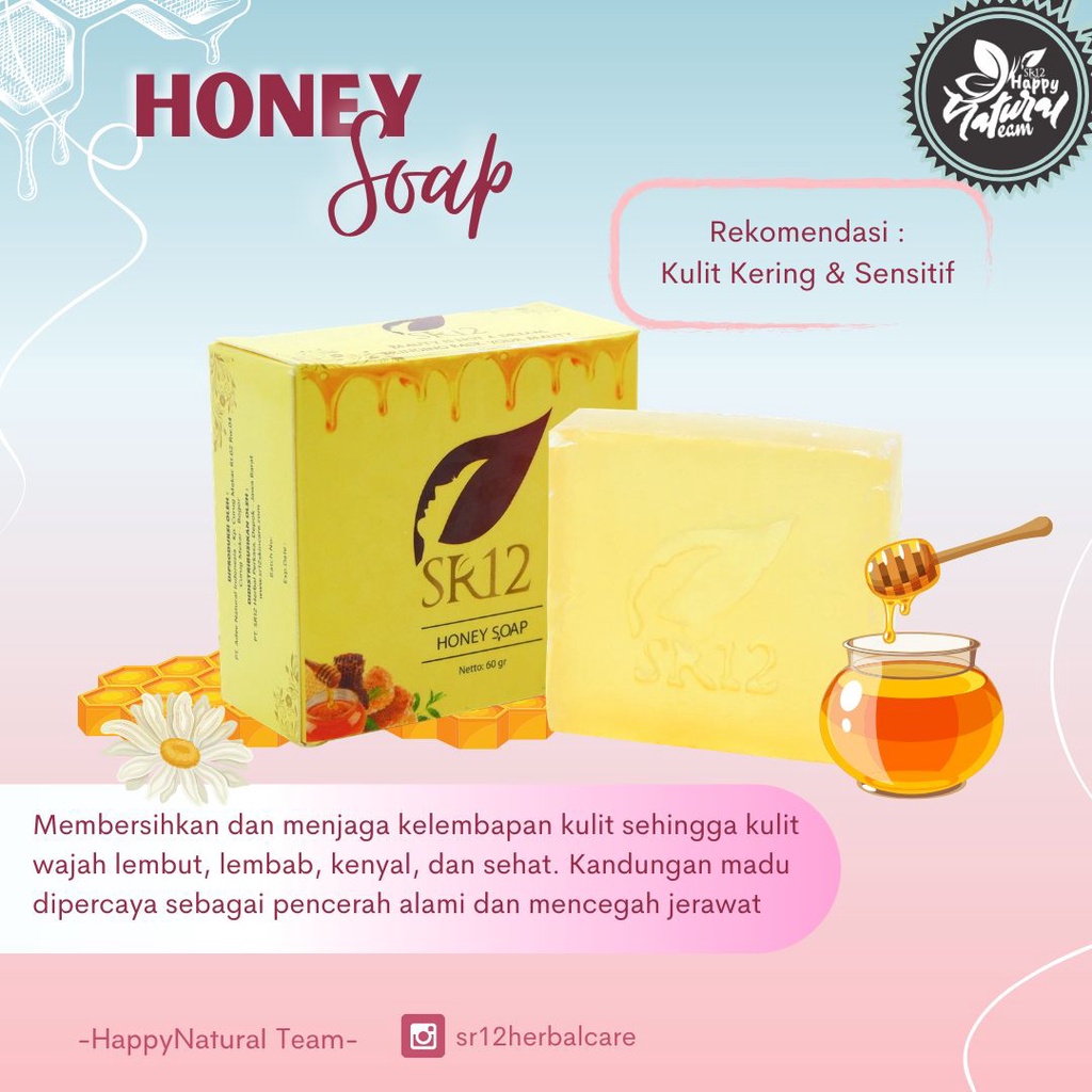 HONEY SOAP SR12 / SABUN WAJAH / SABUN PEMUTIH / PERAWATAN KULIT KERING/Sabun wajah pria