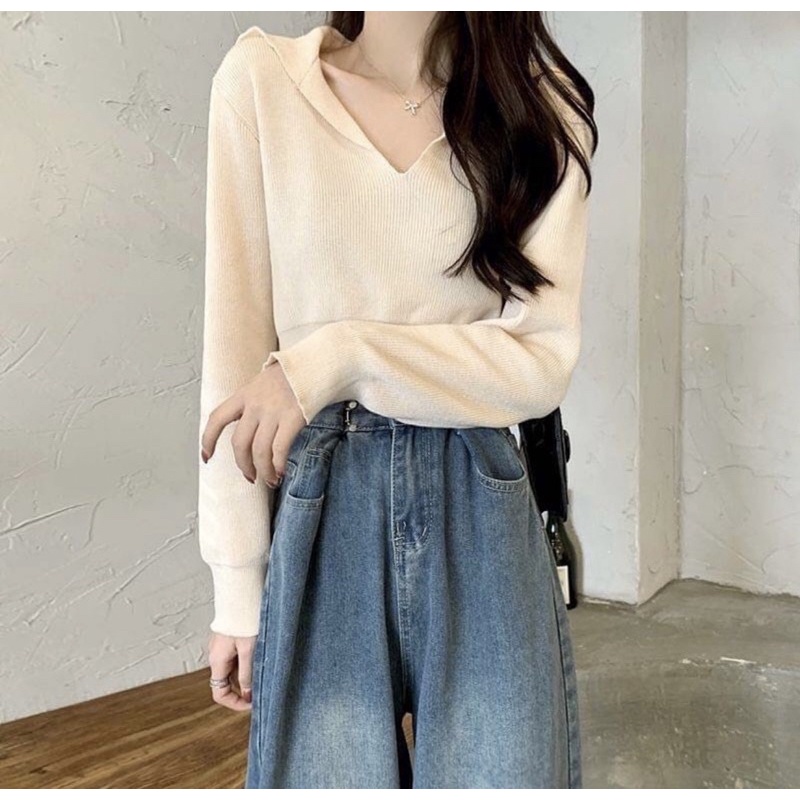 AUREL KNITE SWEATER RAJUT WANITA KOREAN | KNITTED CROP RAJUT