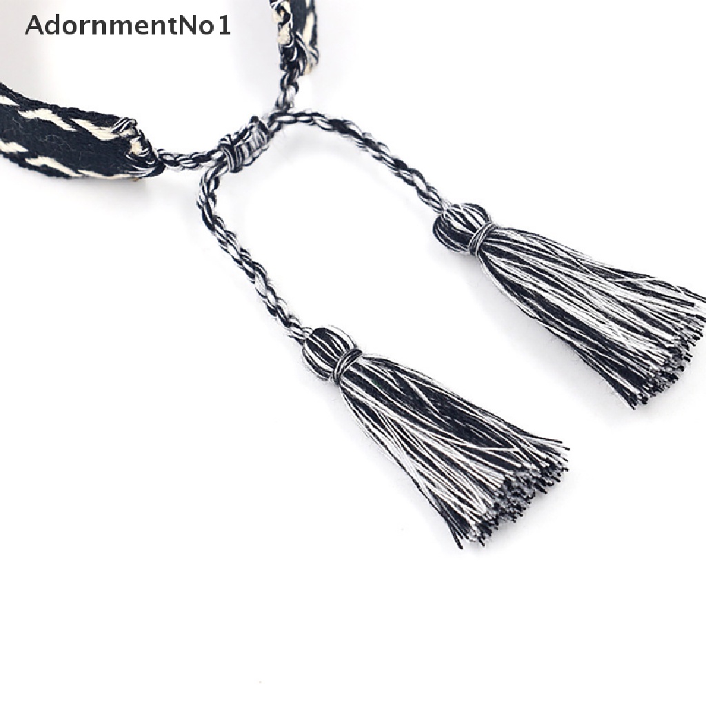 (AdornmentNo1) Gelang Tangan Tali Adjust Gaya Bohemia Motif Bordir Aksen Rumbai Handmade Untuk Wanita