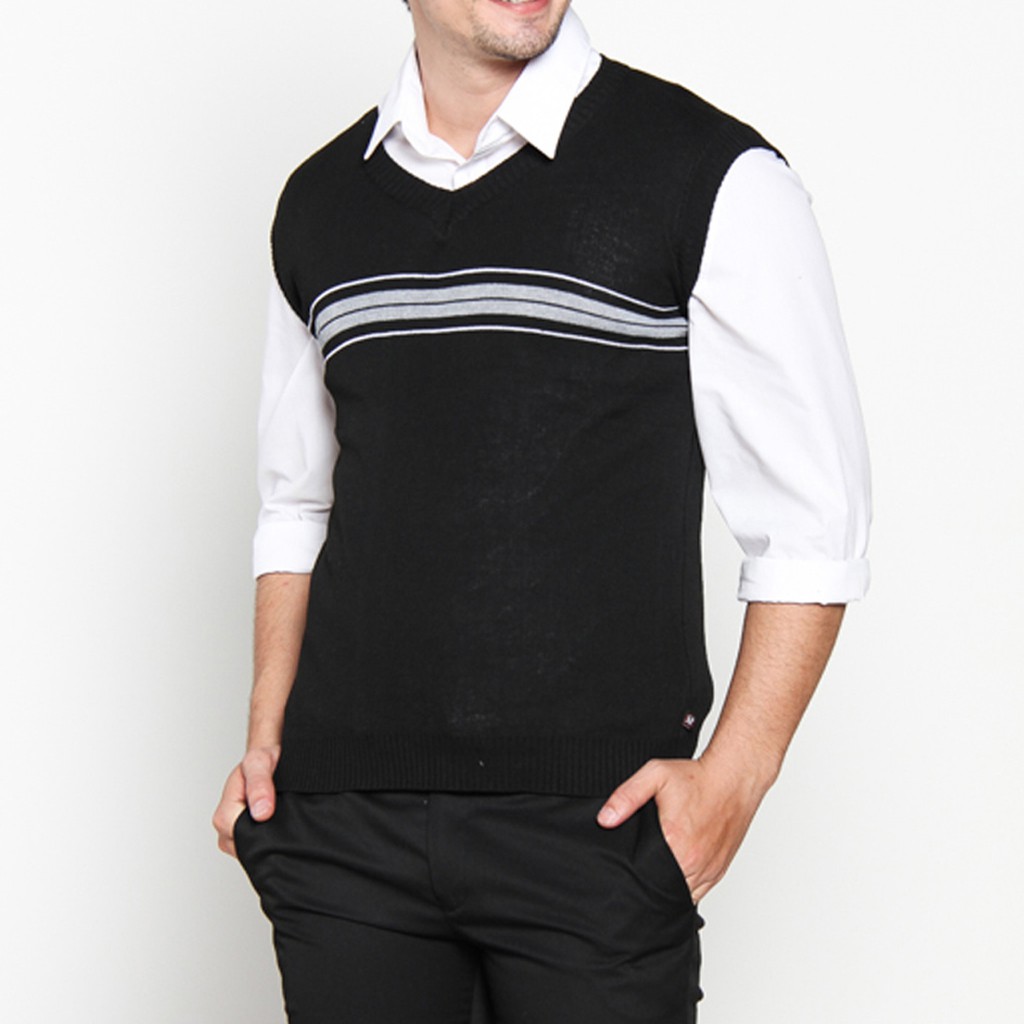 VM Sweater Rompi Rajut hitam kombinasi Knitt vest VM Sweater Rompi Rajut hitam kombinasi Knitt vest