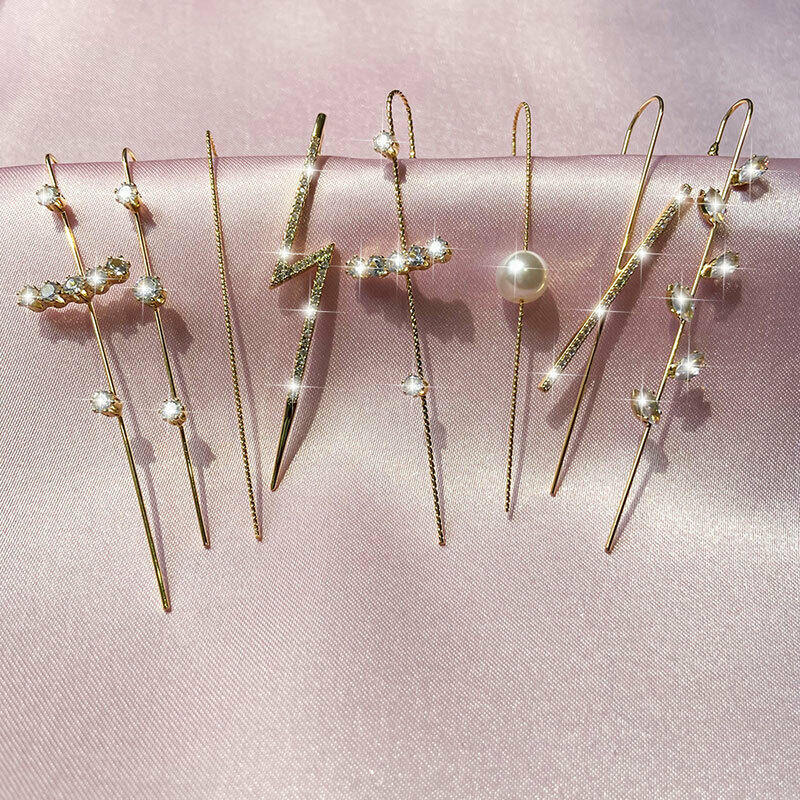 Anting Kait Gantung Wanita Hias Cubic Zirconia Gaya Bohemian Untuk Pernikahanhadiah