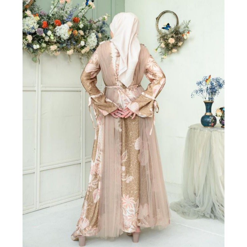 Alyssa dress with tulle colour hazel from klamby kupu-kupu series size XL READY SIAP KIRIM