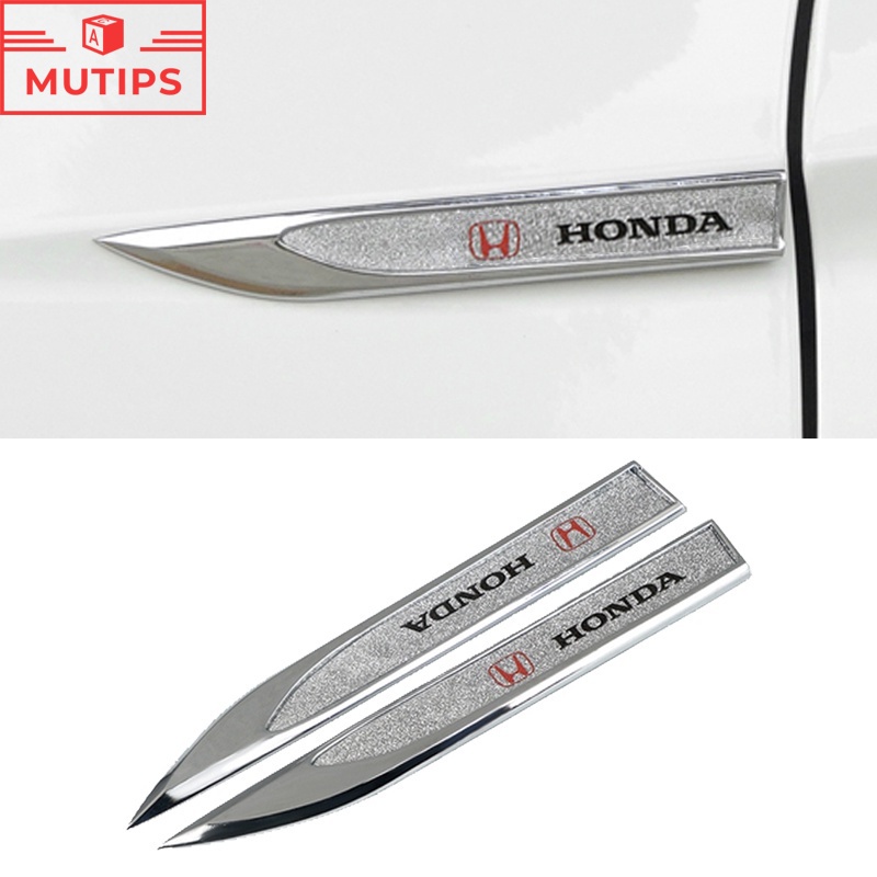 2pcs Stiker Logo Honda Bahan Metal Aksen Berlian Imitasi Untuk Pintu Mobil Honda Civic CRV HRV BRV